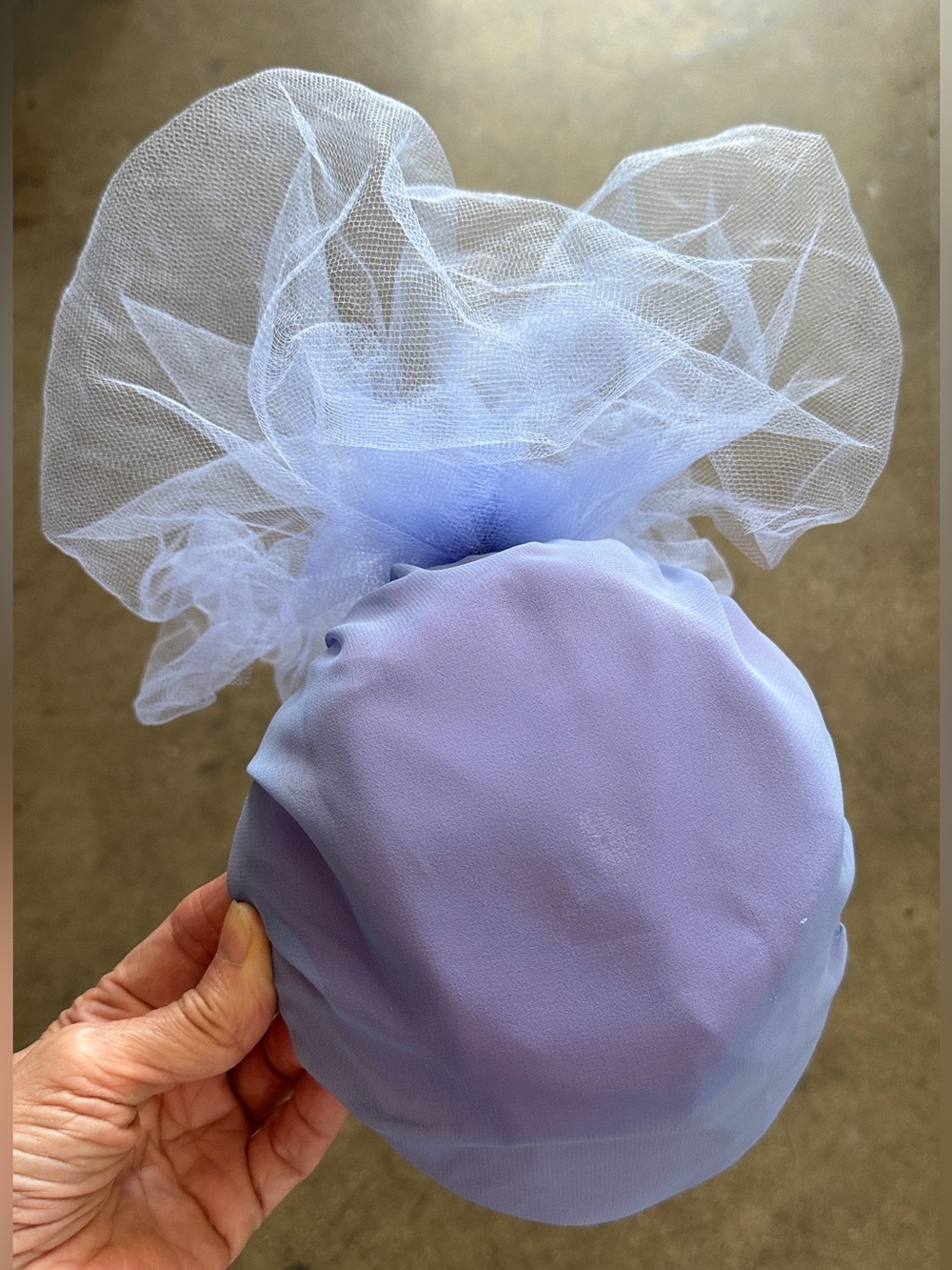 Polo or Church or costume Party fascinator Lilac color Mesh Appliqué tablet hat - Picture 8 of 16